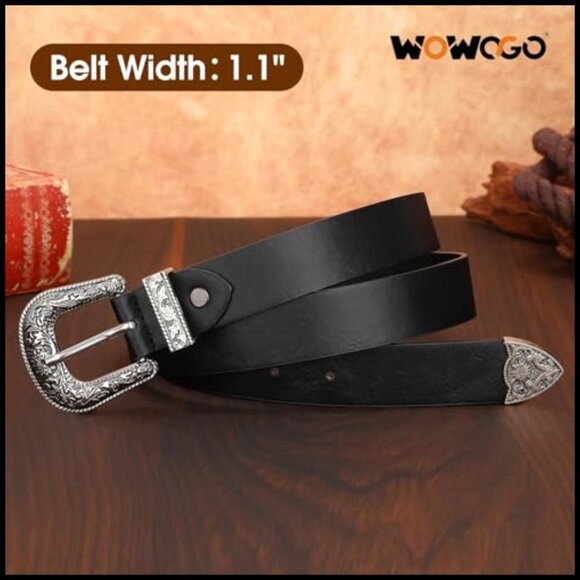 Vintage Floral Engraved Buckle Belt Western Cowgirl Style Adjustable Fit - Picture 5 of 7